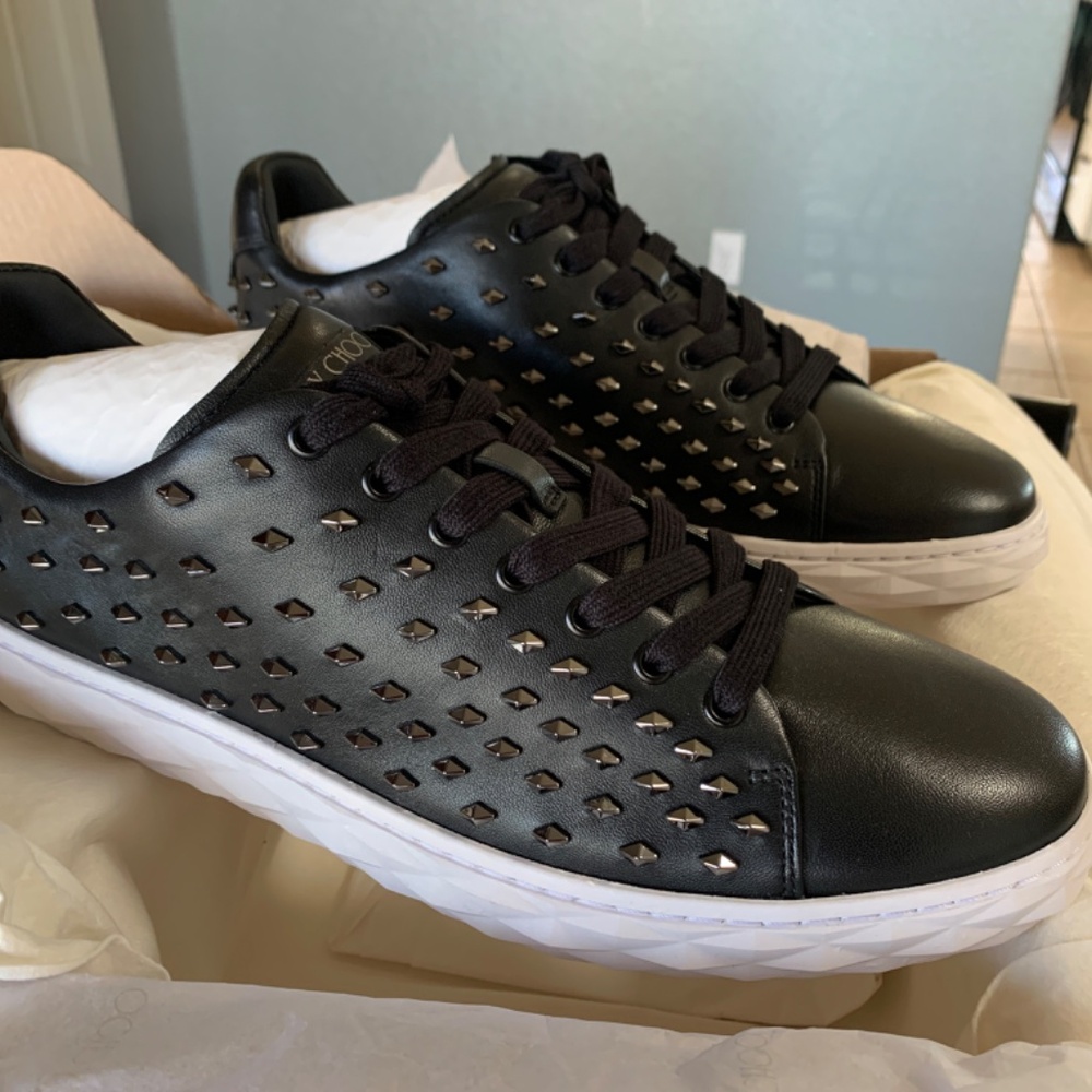 Jimmy Choo Shoes Black Nappa Low-Top Trainer